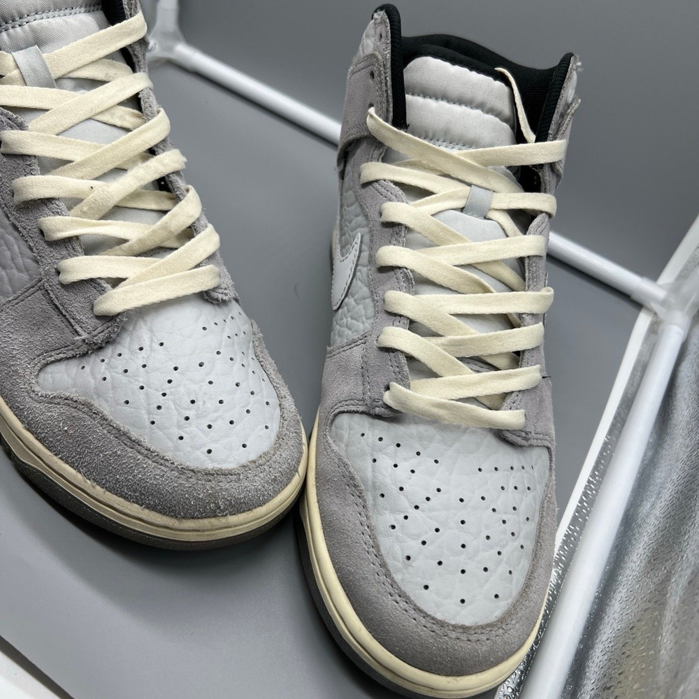 Nike Dunk High Retro Wolf Grey-Light Smoke Grey-White Sz 9 men's. 10.5 women's - Picture 4 of 12